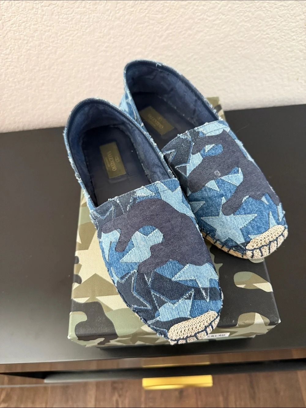Valentino Garavani Blue Denim Camouflage Espadrilles